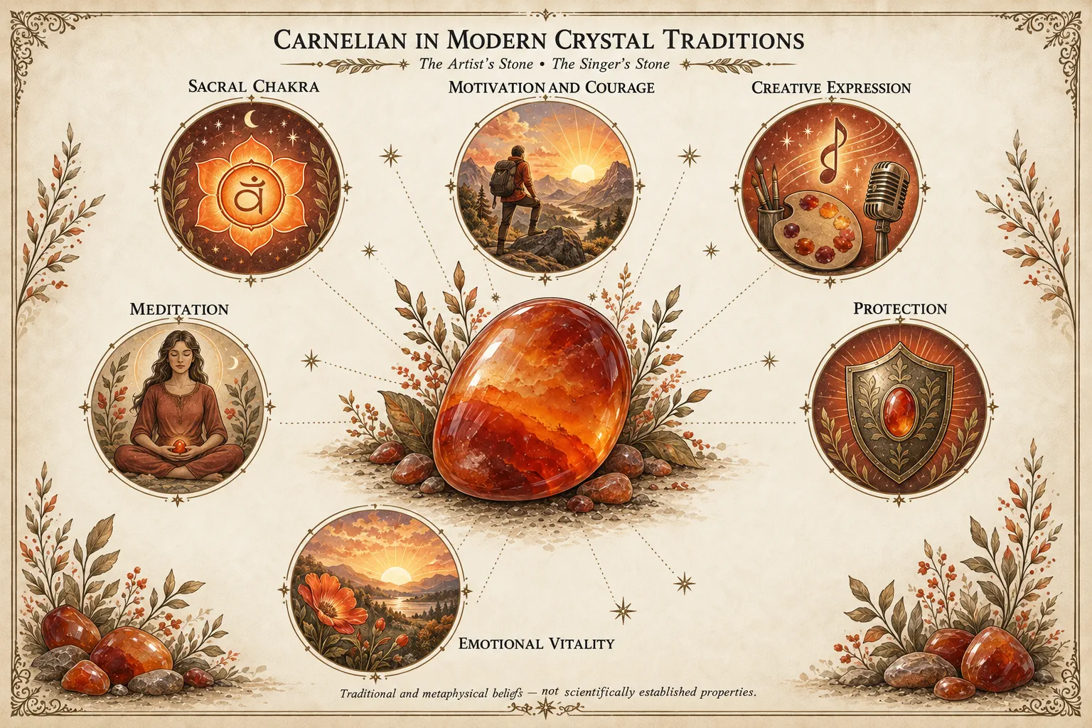 Carnelian carnelian symbolism on antique parchment xnc