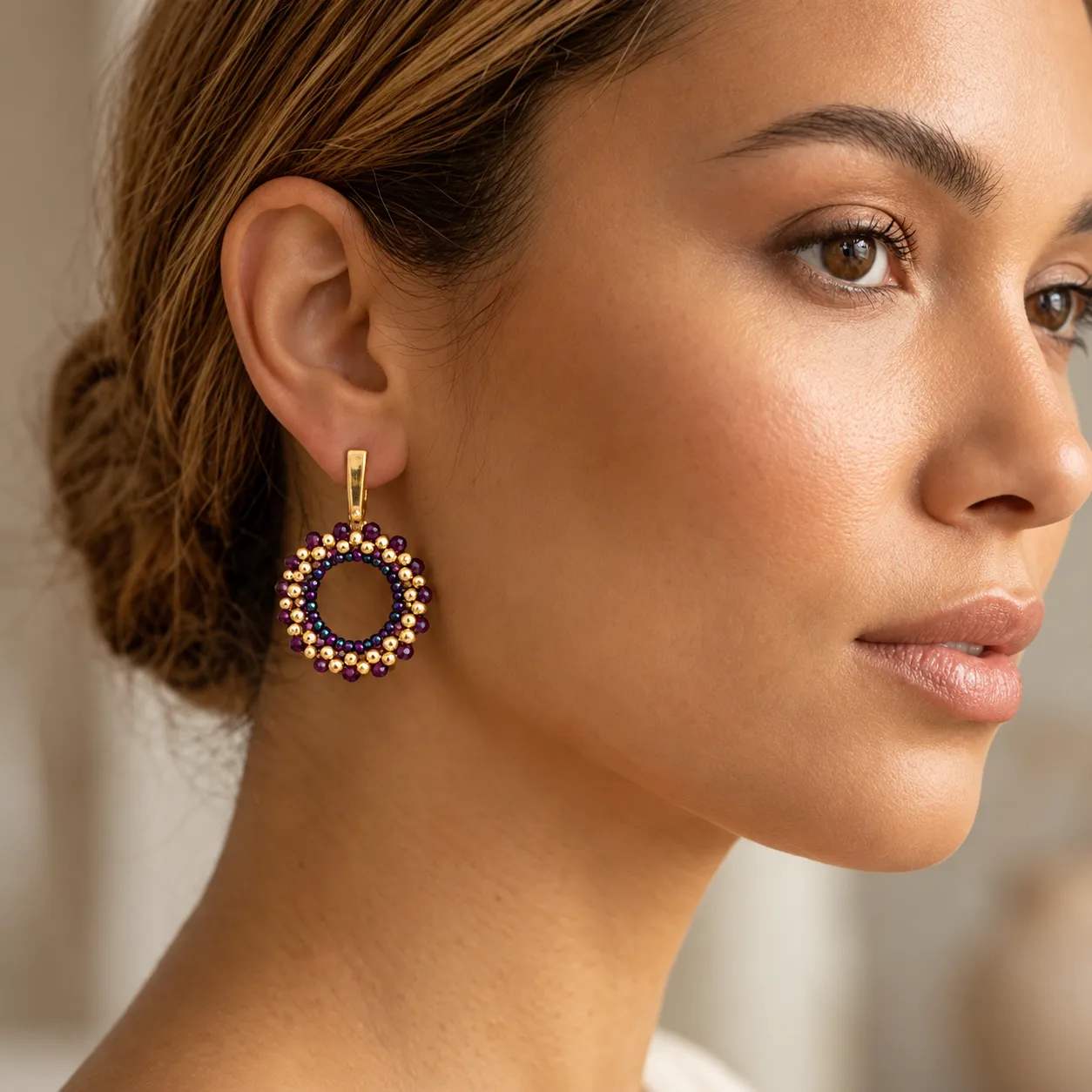 dragonfly glow – purple & gold beaded hoop earrings (4) xnc dragonfly glow – purple & gold beaded hoop earrings (4) xnc