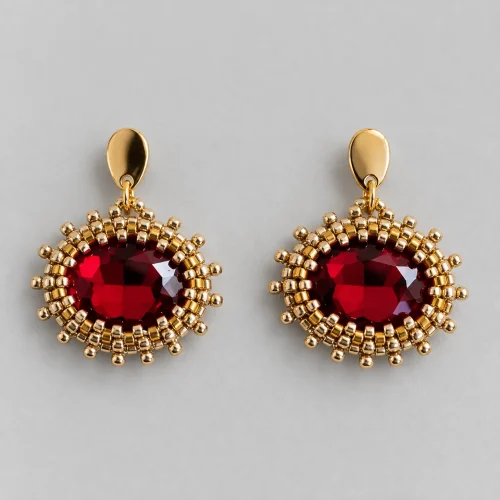 ruby spell – scarlet red faceted glass beaded earrings (1) xnc