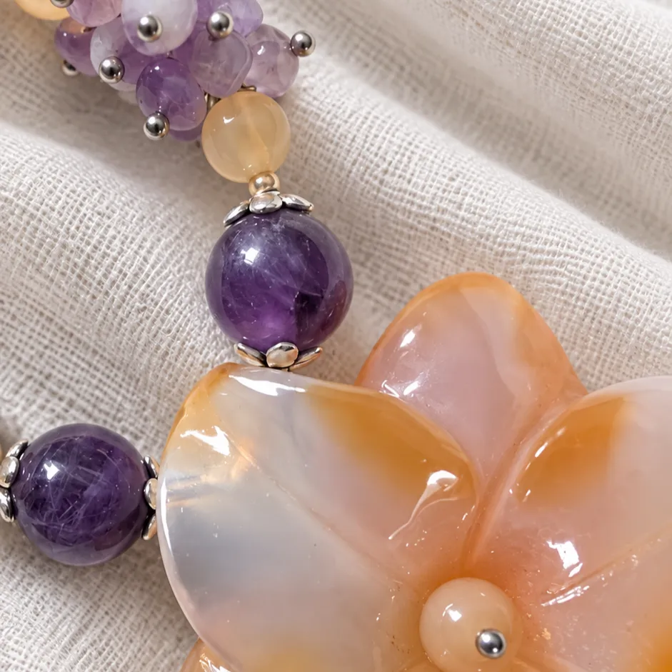 violet blossom – carnelian flower & amethyst necklace (4) xnc violet blossom – carnelian flower & amethyst necklace (4) xnc