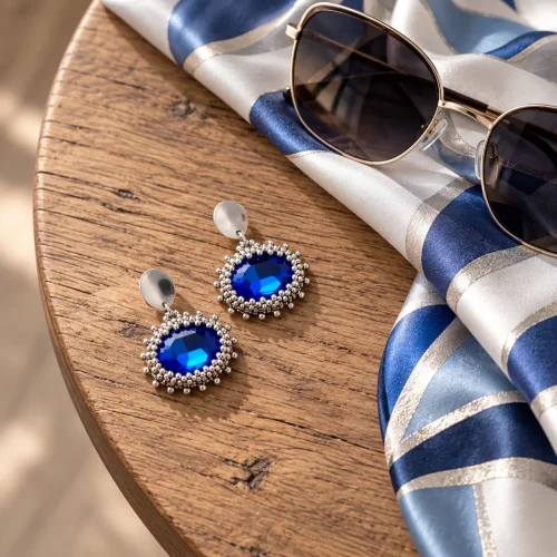 vision – blue faceted glass beaded earrings (5) xnc